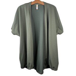 Lucy Short Sleeve Cardigan Size Small Yoga Open Front Drawstring Olive Green New
